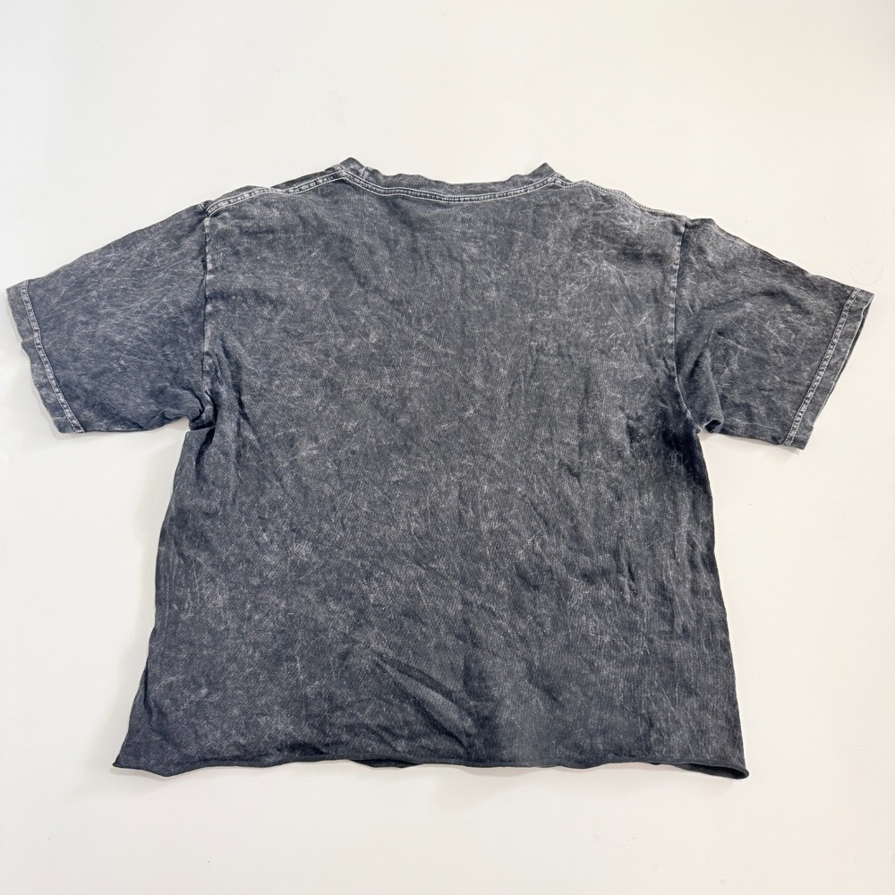 Polaroid Cropped T-Shirt S/S Acid Washed Distressed Back Charcoal Gray Sz M‎ - Picture 7 of 7